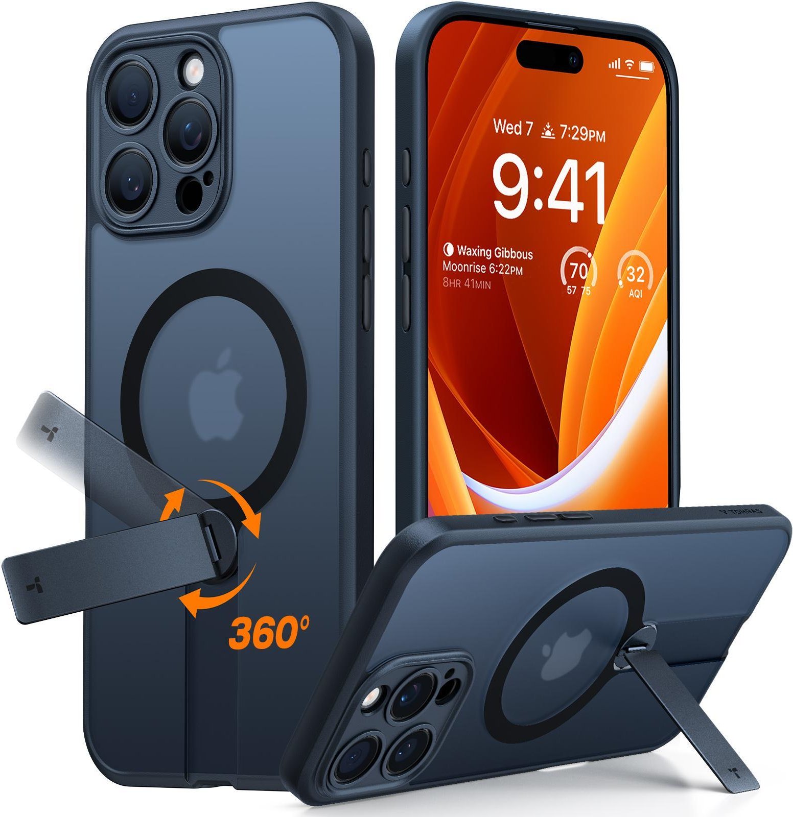 Pstand Spin Series für iPhone 16 Pro Max Black Handyhülle