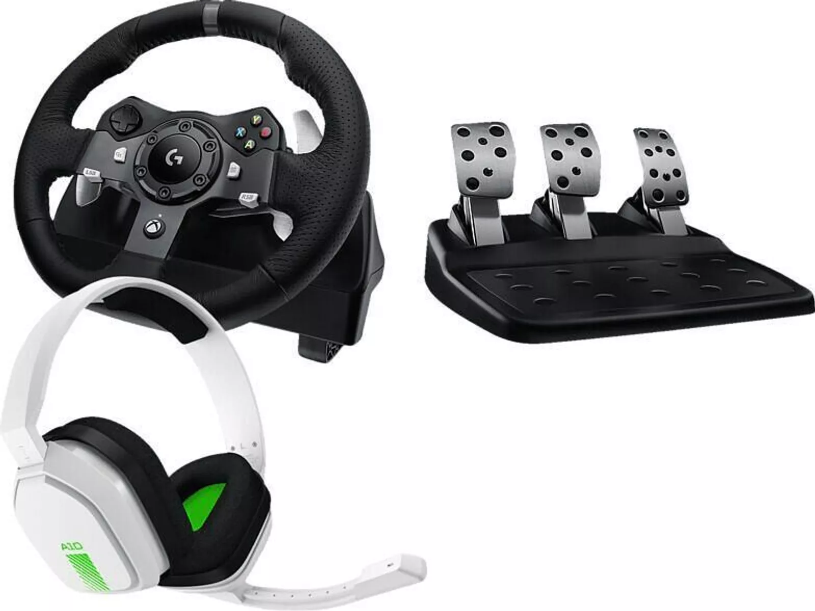 Bundle G920 Driving Force Racing Wheel + Logitech Astro A10 Xbox Gaming-Headset, Weiß