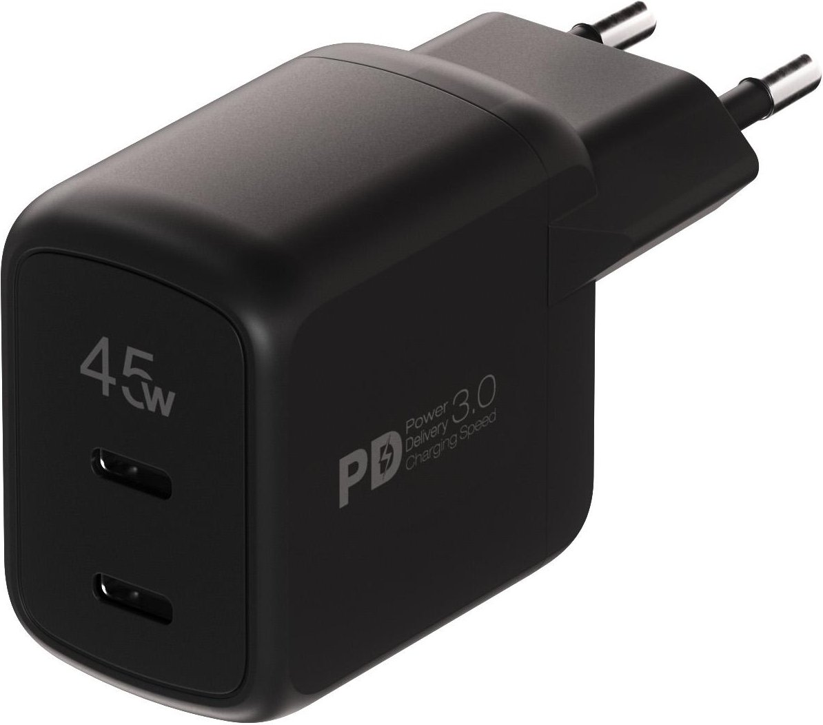 45W USB PD Dual Schnellladegerät mit GaN Technologie, schwarz