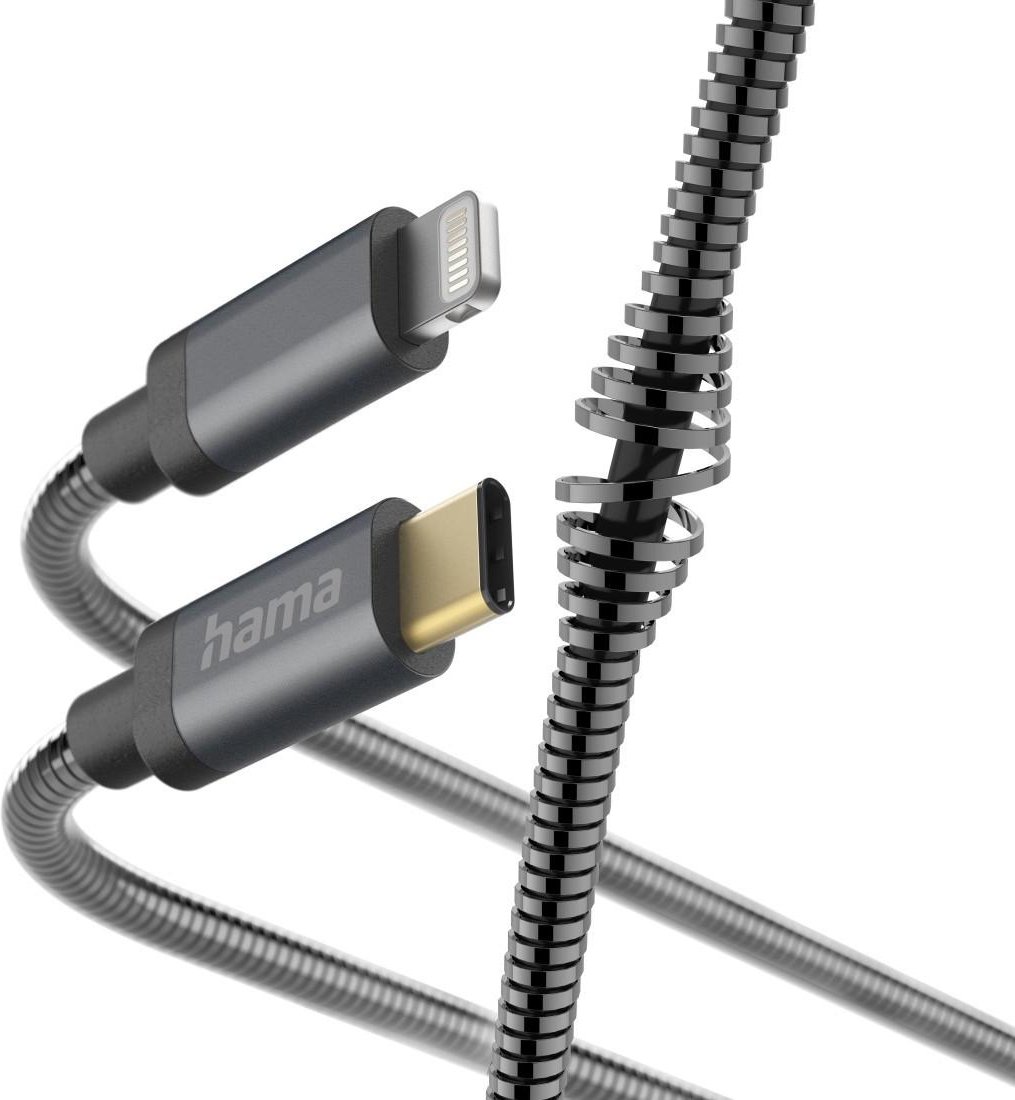 Ladekabel "Metall", USB-C - Lightning, 1,5 m, Metallmantel, Anthrazit (00201552)
