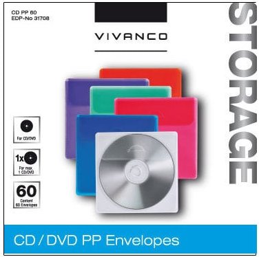 CD/DVD Umschläge, 60er Pack, 6 Farben (31708)
