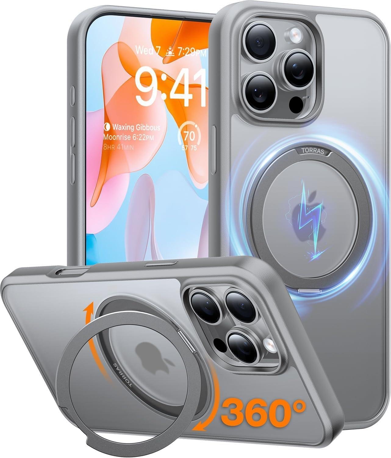 Ostand Pro Series für iPhone 16 Pro Titanium Grey Handyhülle