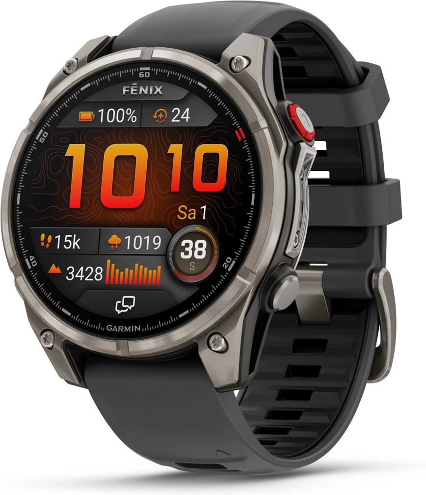 fenix 8 Pro - 47 mm, AMOLED Sapphire, Graphit/Schwarz Titan mit QuickFit®-Silikon-Armband 22 mm Smartwatch