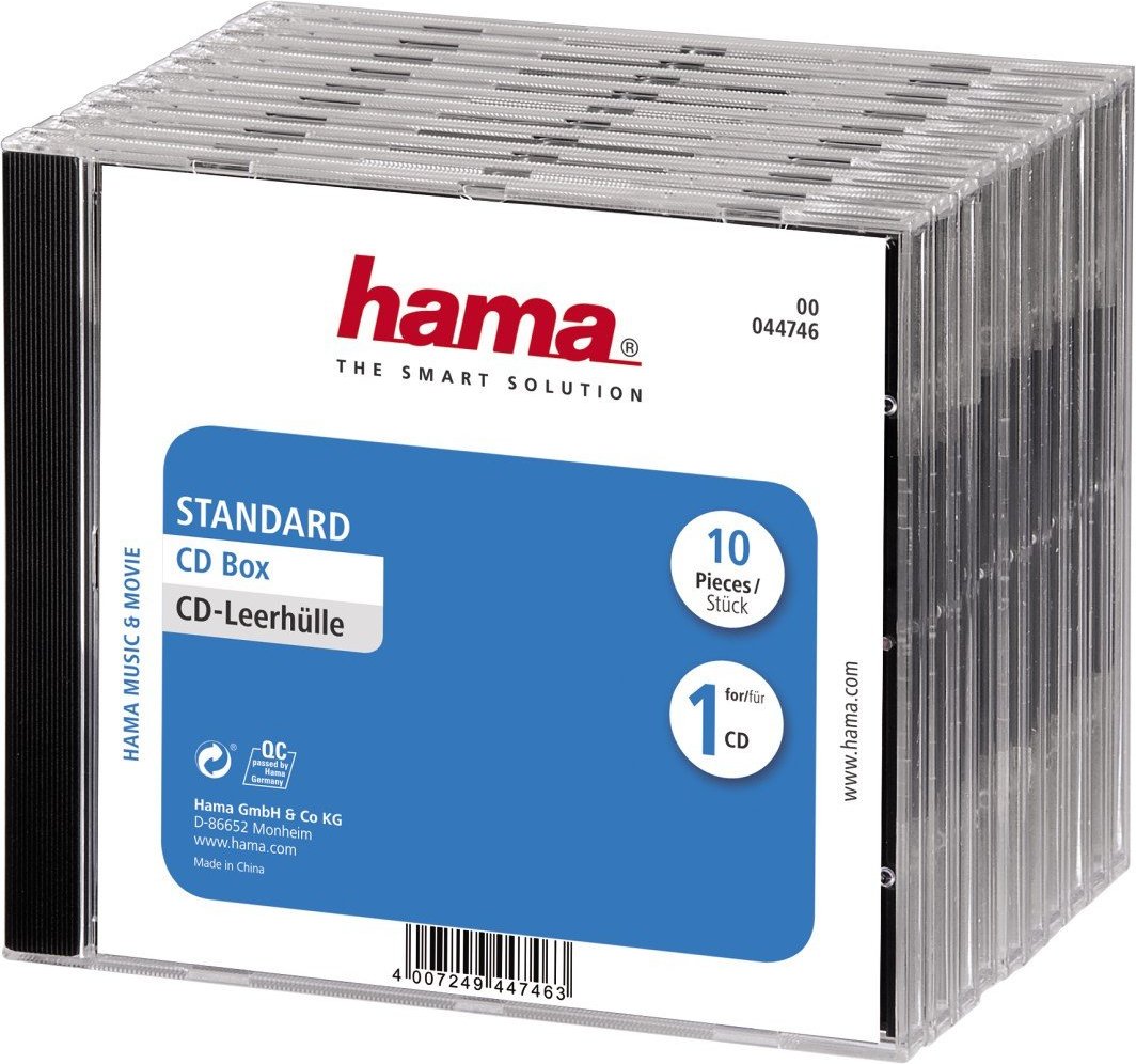 CD-Leerhülle Standard, 10er-Pack, Transparent/Schwarz (00044746)