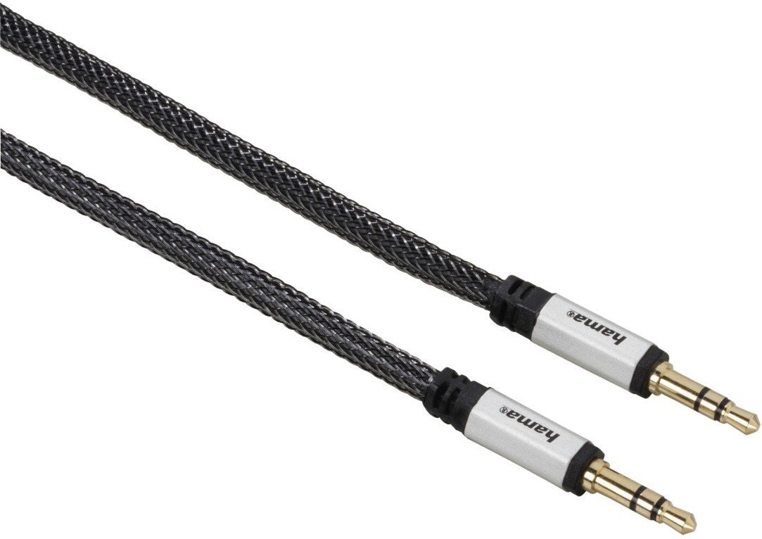 Audio-Kabel, 3,5-mm-Klinken-Stecker - Stecker, Stereo, vergold., Gewebe, 1m (00056583)