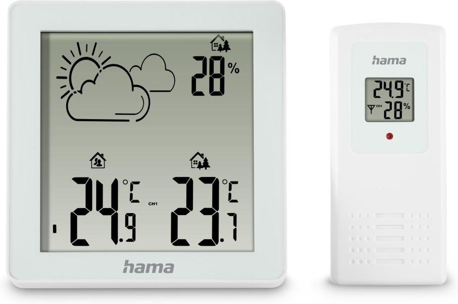 Wetterstation "Zakynthos", Thermometer, Hygrometer, mit Außensensor, Weiß (00222234)