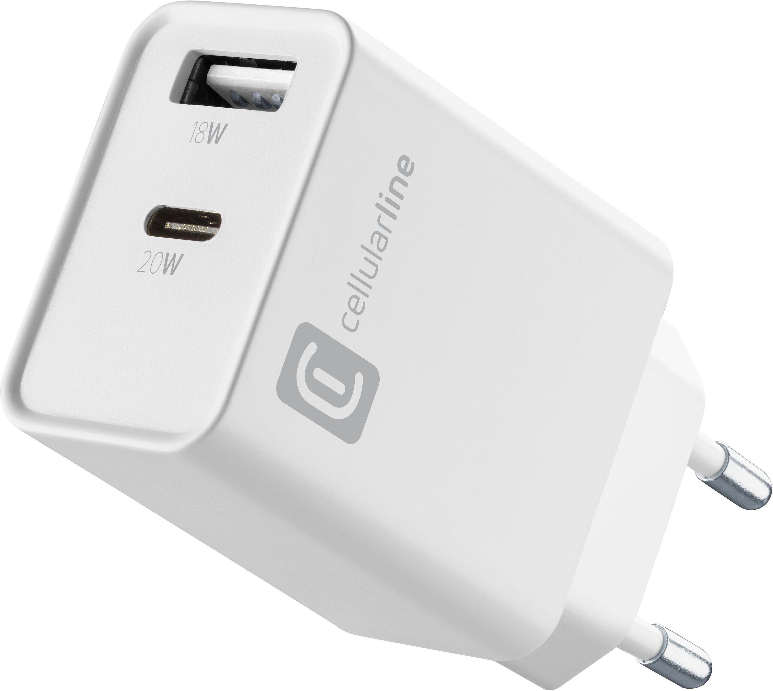 Dual Port Travel Charger Multipower 20W White (60791) Ladegerät (USB-A + USB-C)