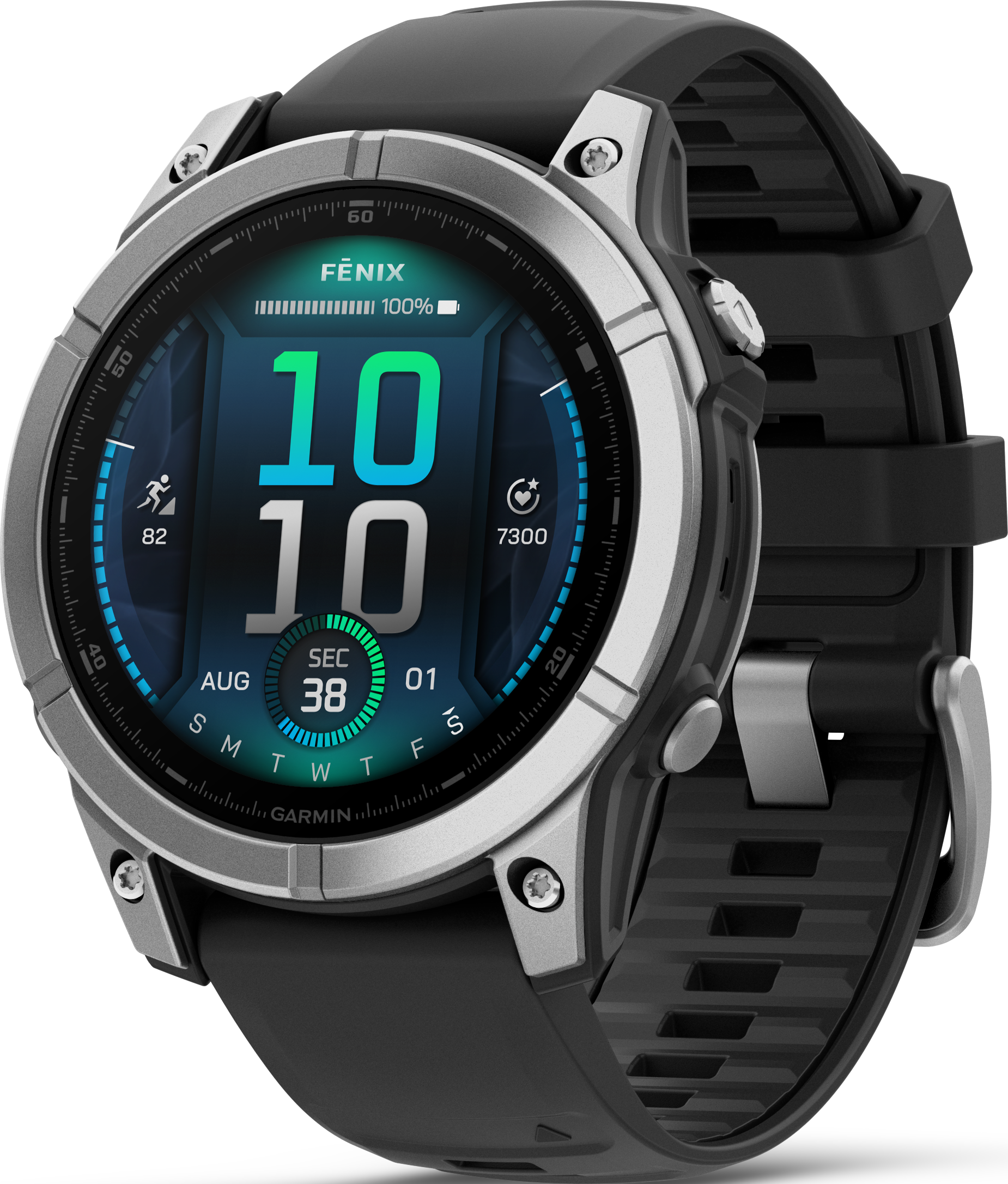 Thumbnail - fenix E - 47 mm AMOLED Schwarz/Silber mit QuickFit-Silikon-Armband 22 mm Smartwatch