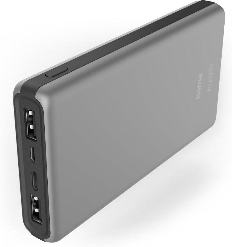 Power Pack "ALU15HD" 15000mAh, 3 Ausgänge: 1x USB-C, 2x USB-A, Silber (00201656)