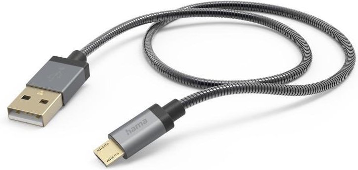 Thumbnail - Ladekabel "Metall", USB-A - Micro-USB, 1,5 m, Metallmantel, Anthrazit (00201549)