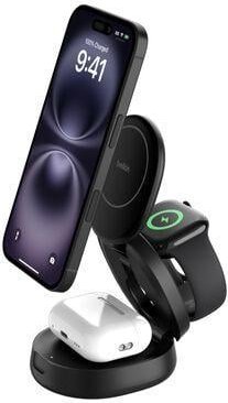 BoostCharge Kompakte magnetische 3-in-1-Ladestation, schwarz