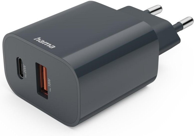 Schnellladegerät, 1x USB-C, 1x USB-A, PD, 20 W, Anthrazit (00086441)