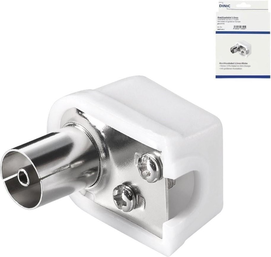 Koaxial Winkel-Kupplung Kunststoff (slim), Schraubbefestigung, Anschluss an Koaxialkabel