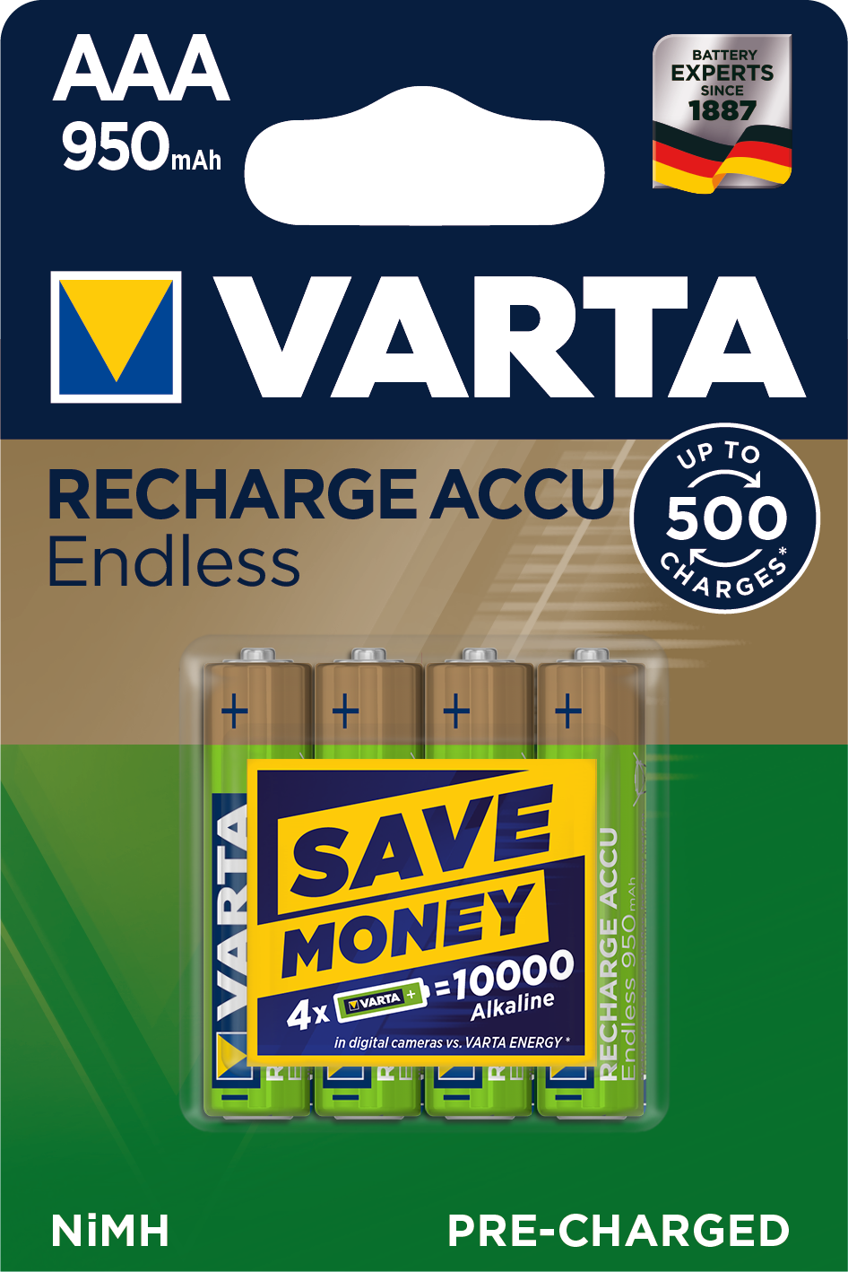 RECHARGE ACCU Endless AAA 950 mAh, 4er Blister Akku