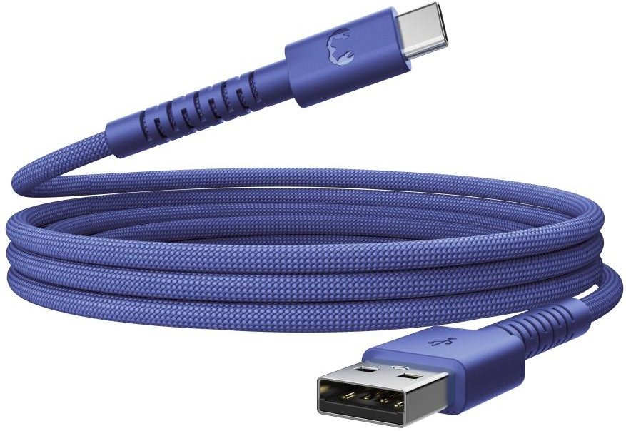 USB-A zu USB-C silikon geflochtenes Kabel "FlexWave" 2m, True Blue (00231892)
