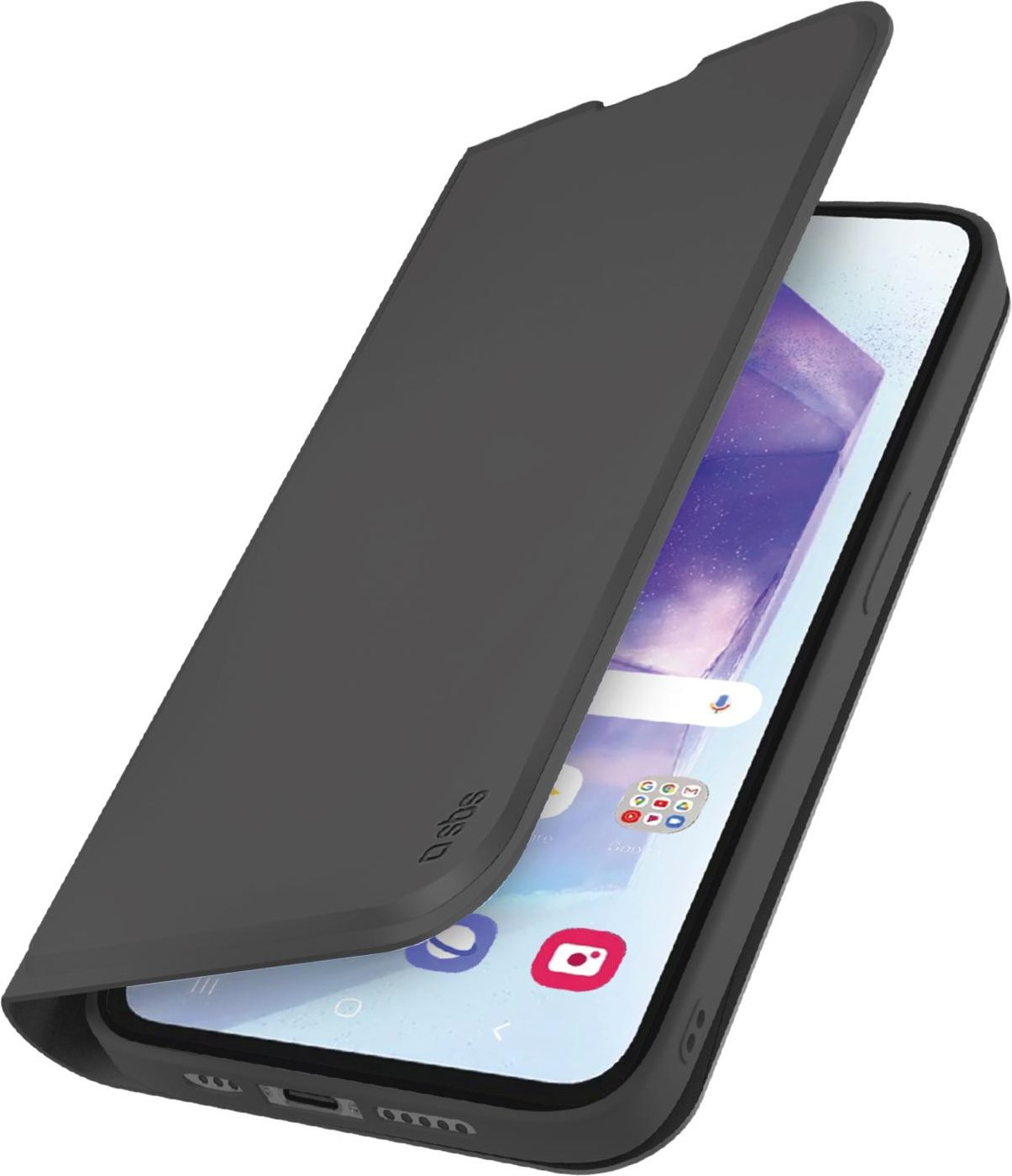 Klapphülle mit Ständer und Soft-Touch-Oberfläche für das Samsung A56, Schwarz