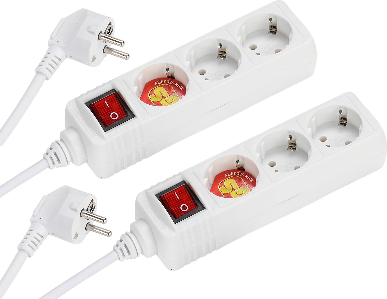 2er Set 3-fach Steckdosenleiste mit Schalter, weiss, 1,40m, Polybag (63538)