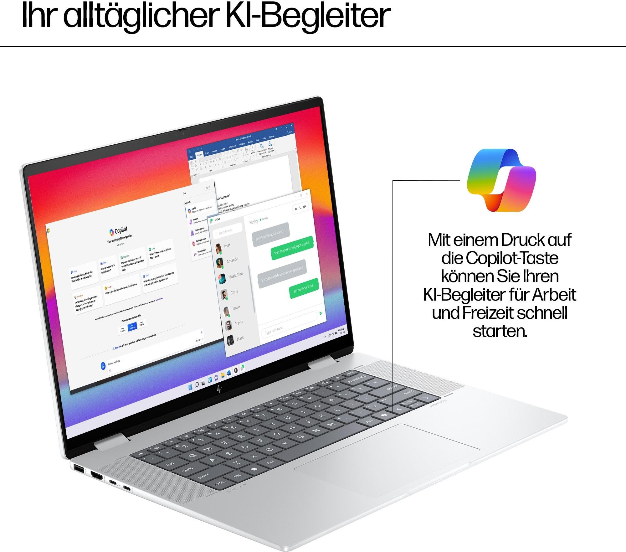 2in1 Convertible ENVY x360 16-ac0655ng, Silber, Copilot+ PC, 16 Zoll, WUXGA, Intel Core Ultra 5 125U, 16 GB, 1 TB