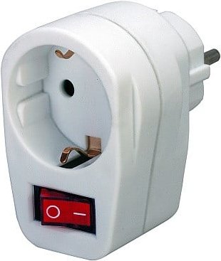 Adapterstecker Schutzkontakt mit Schalter