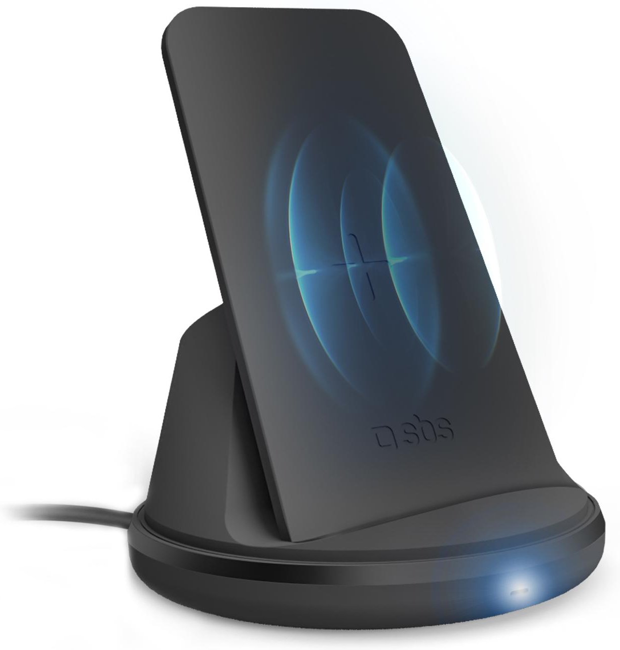 Kabelloses Schreibtisch-Ladegerät mit Lautsprecher und Mikrofon, Qi-Ladegerät, 10 W, Schwarz