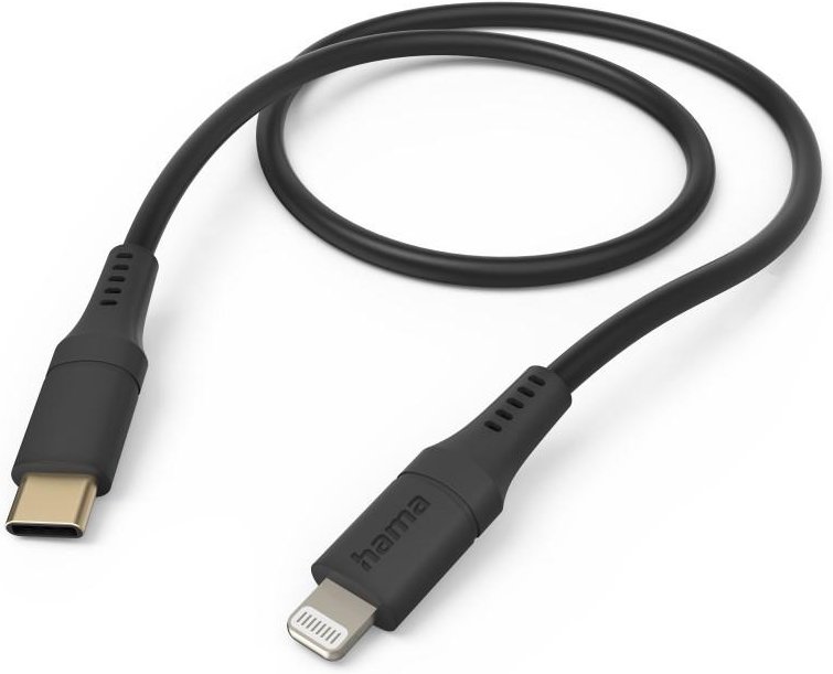 Ladekabel "Flexible", USB-C - Lightning, 1,5 m, Silikon, für iPhone, Schw. (00201573)