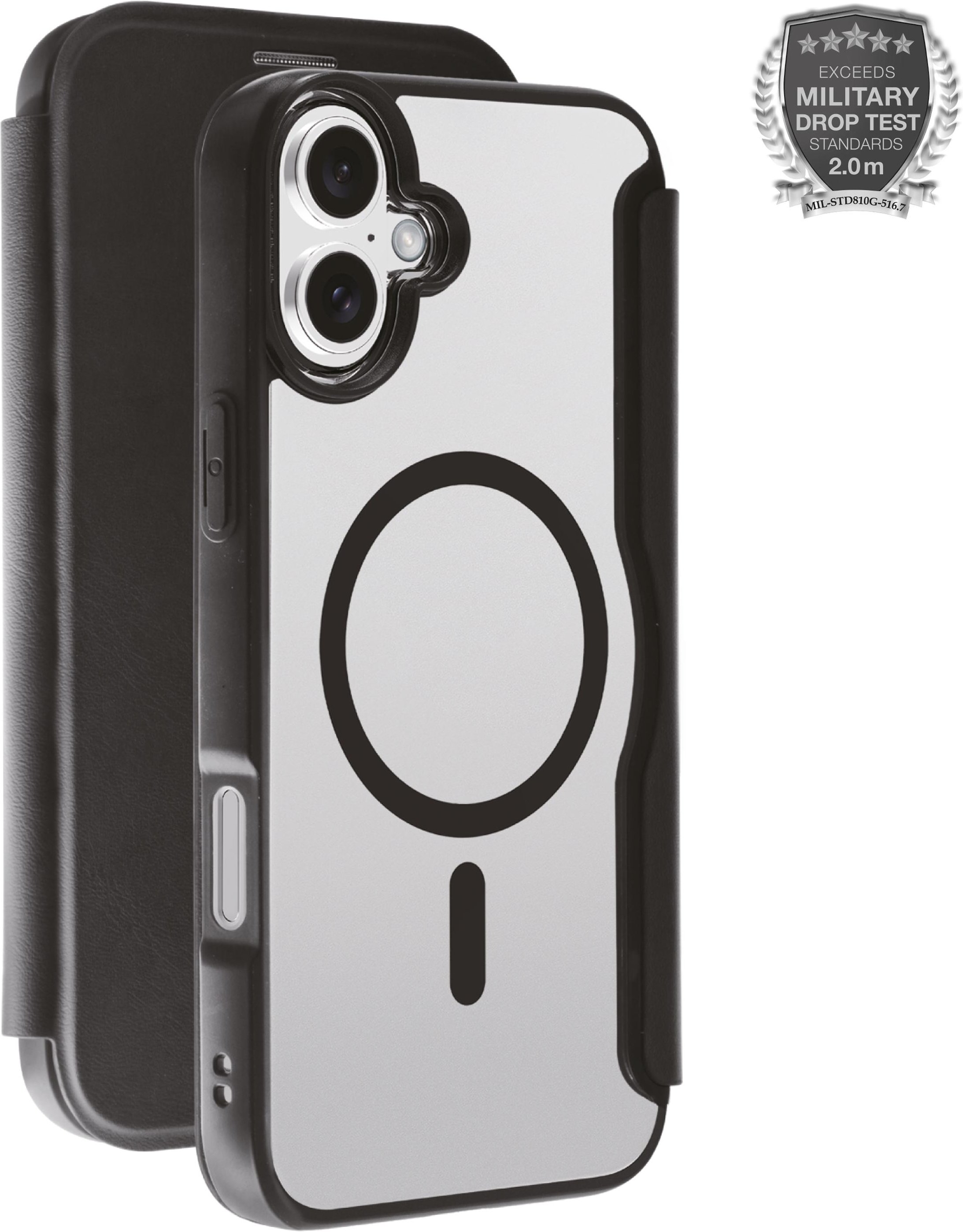 MAG PREMIUM Wallet für iPhone 16 Plus, 2.0m Drop-Protection, MagSafe Suport (64235) Handyhülle