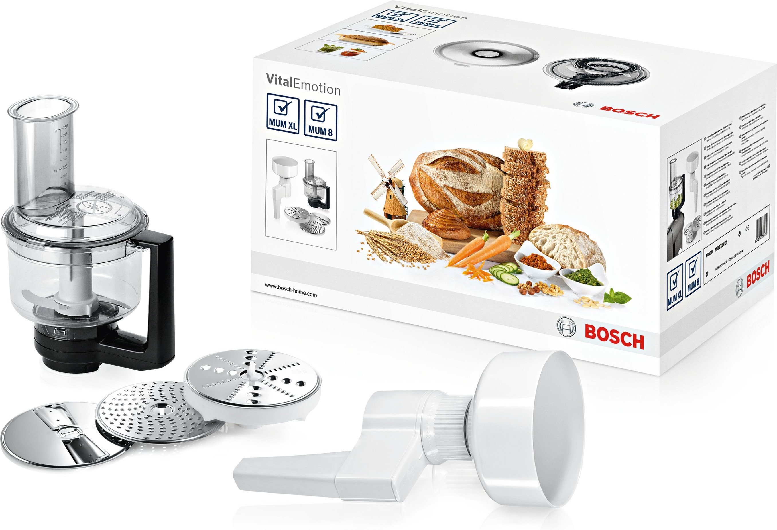 VitalEmotion MUZXLVE1 Getreidemühle und Multimixer Küchenmaschine-Aufsatz-Set