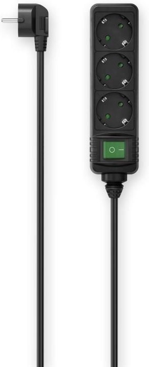 Steckdosenleiste, 3-fach, Schalter, 1,4 m, Schwarz (00223004)