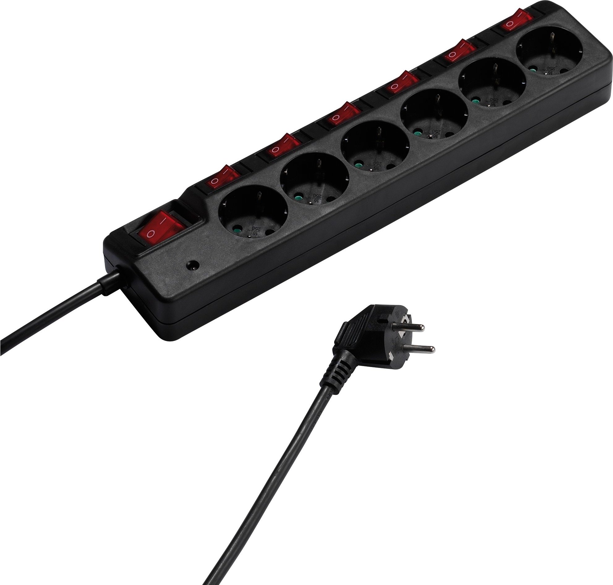 6-fach Steckdosenleiste mit Überspannungsschutz und 7 Schaltern (37326)