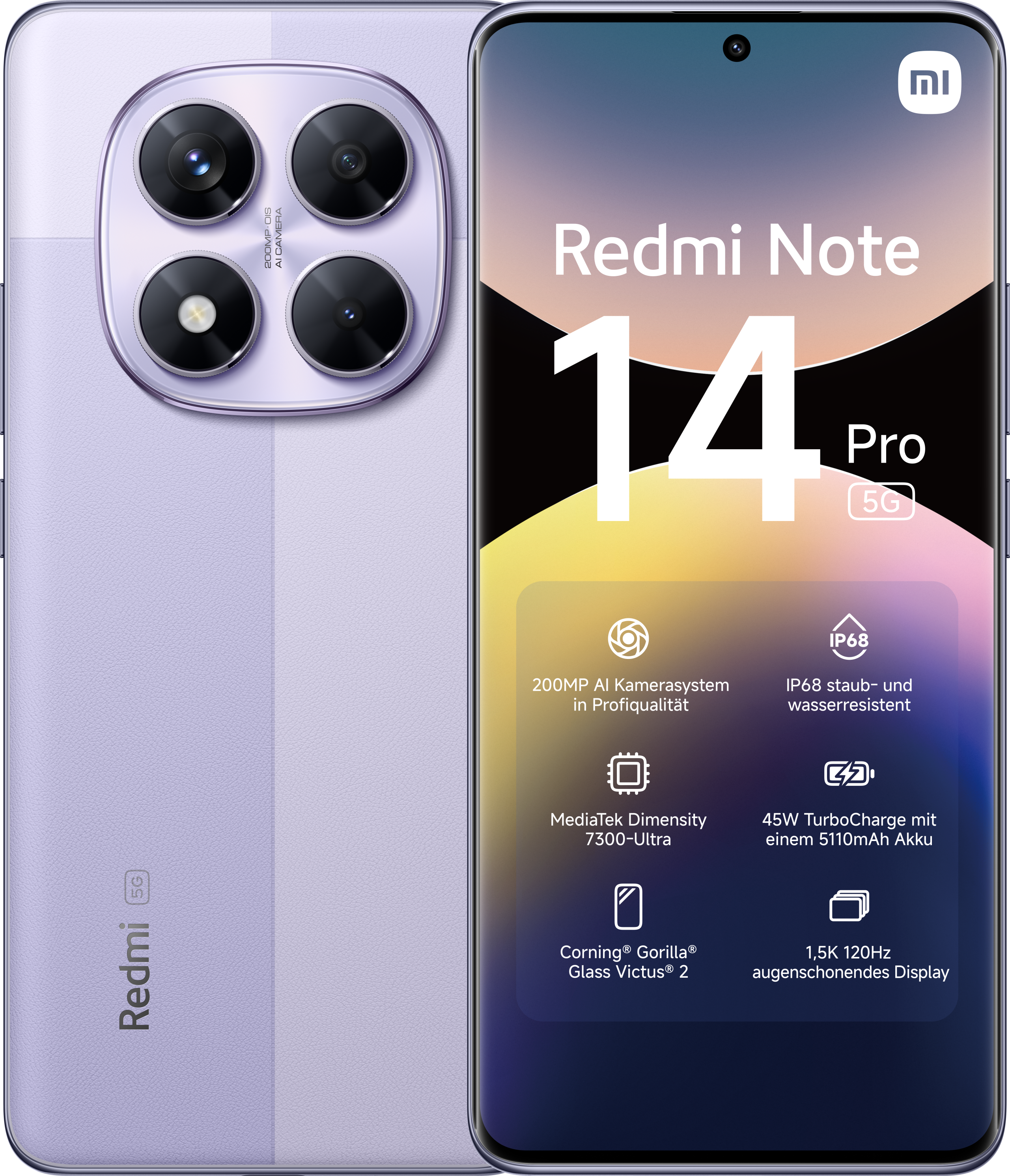 Redmi Note 14 Pro 5G 8GB + 256GB Lavender Purple Smartphone