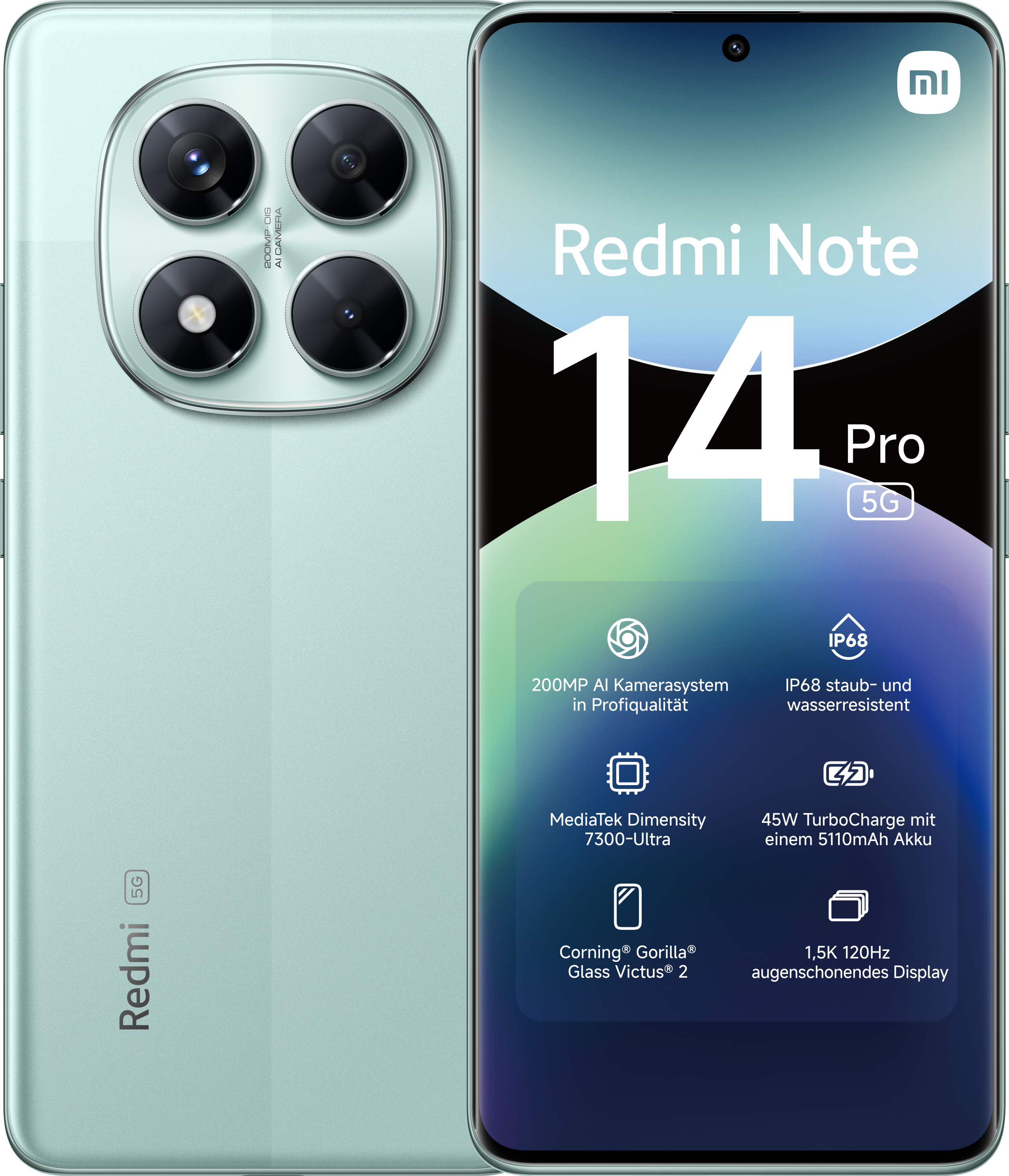 Redmi Note 14 Pro 5G 8GB + 256GB Coral Green Smartphone