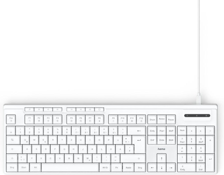 USB-Tastatur "CK-200", kabelgebunden, 8 Media-Tasten, Weiß, QWERTZ DE (00173053)