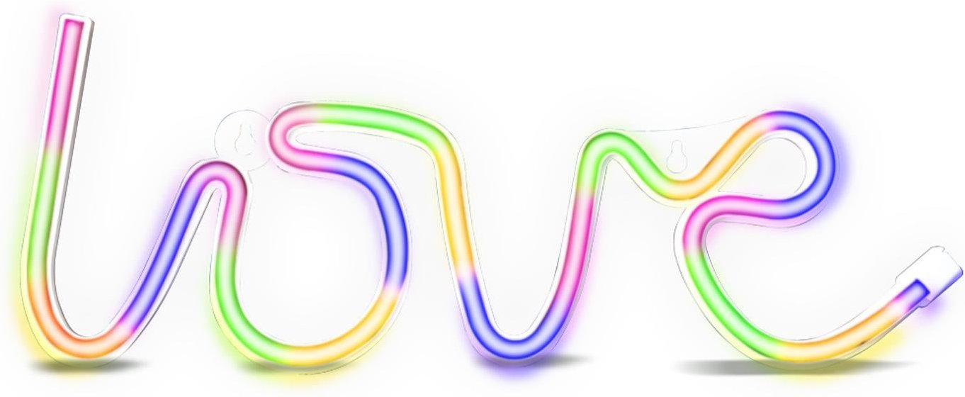 LED-Leuchtschild "Feel The Love" mit Neon-Effekt für den Innenbereich