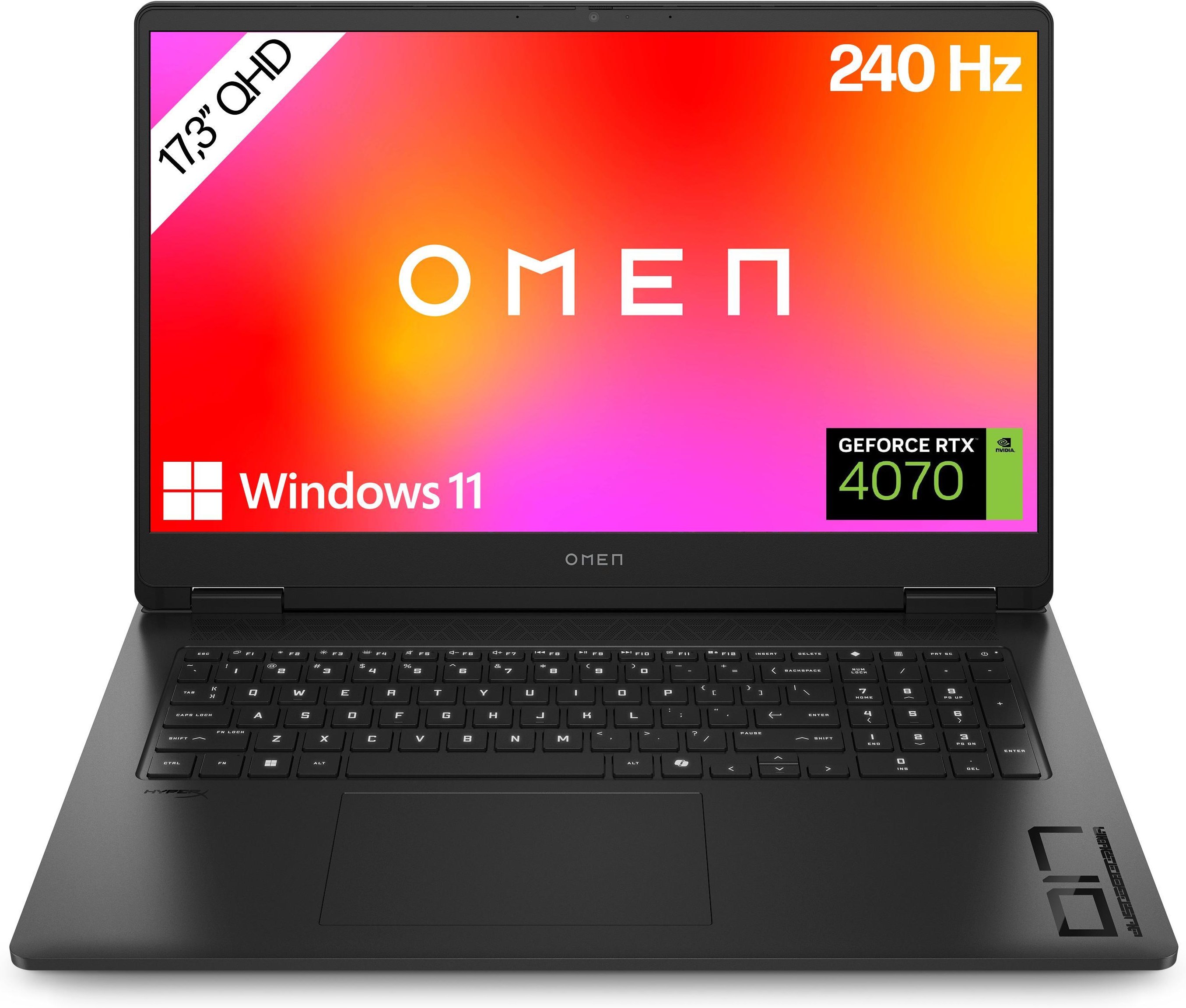Gaming-Notebook OMEN 17-db0679ng, Schwarz, 17,3 Zoll, Copilot+ PC, QHD, AMD Ryzen 7 8845HS, 32GB, 1TB, RTX 4070