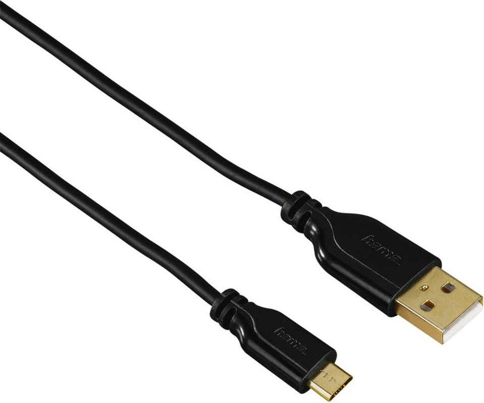 Micro-USB-Kabel, vergoldet, verdrehsicher, Schwarz, 0,75 m (00074251)