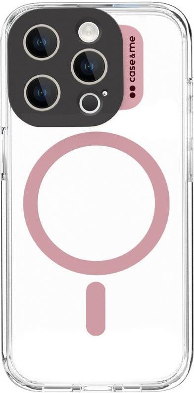 Case & Me Handyhülle für iPhone 15 Pro Max, 6,7 Zoll, Pink/Transparent
