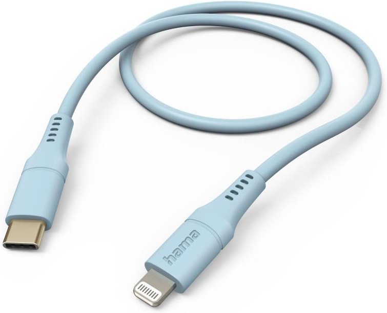 Ladekabel "Flexible", USB-C - Lightning, 1,5 m, Silikon, für iPhone, Blau (00201572)