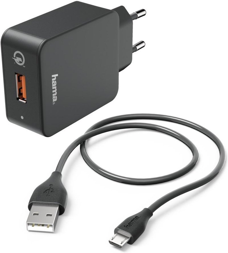 Ladeset, Micro USB, Ladegerät QC 3.0 + Micro-USB-Kabel, 1,5 m, Schwarz (00133754)