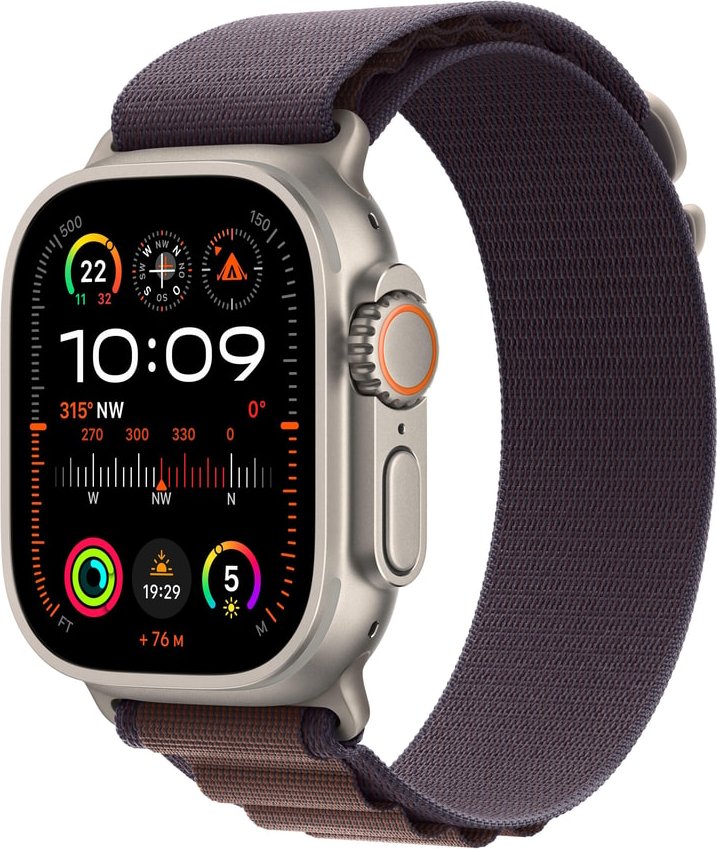 Watch Ultra 2 GPS + Cellular, 49 mm Titangehäuse, Alpine Loop Indigo – Medium