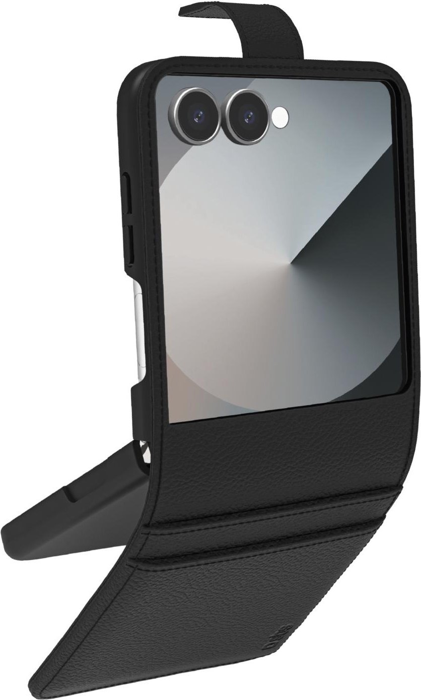Flipcase mit Magnetverschluss und Kartenhalter für Samsung Z Flip 7, Schwarz