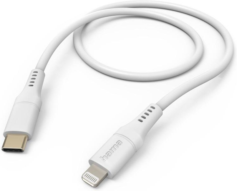 Ladekabel "Flexible", USB-C - Lightning, 1,5 m, Silikon, für iPhone, Weiß (00201574)