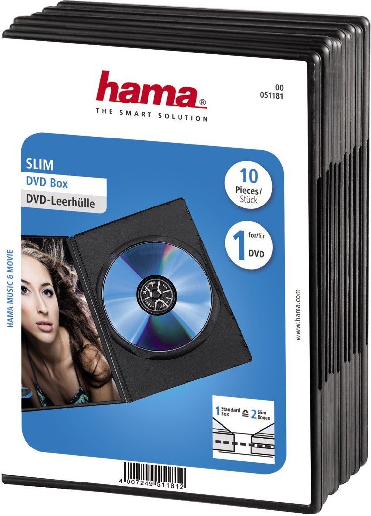 DVD-Leerhülle Slim, 10er-Pack, Schwarz (00051181)