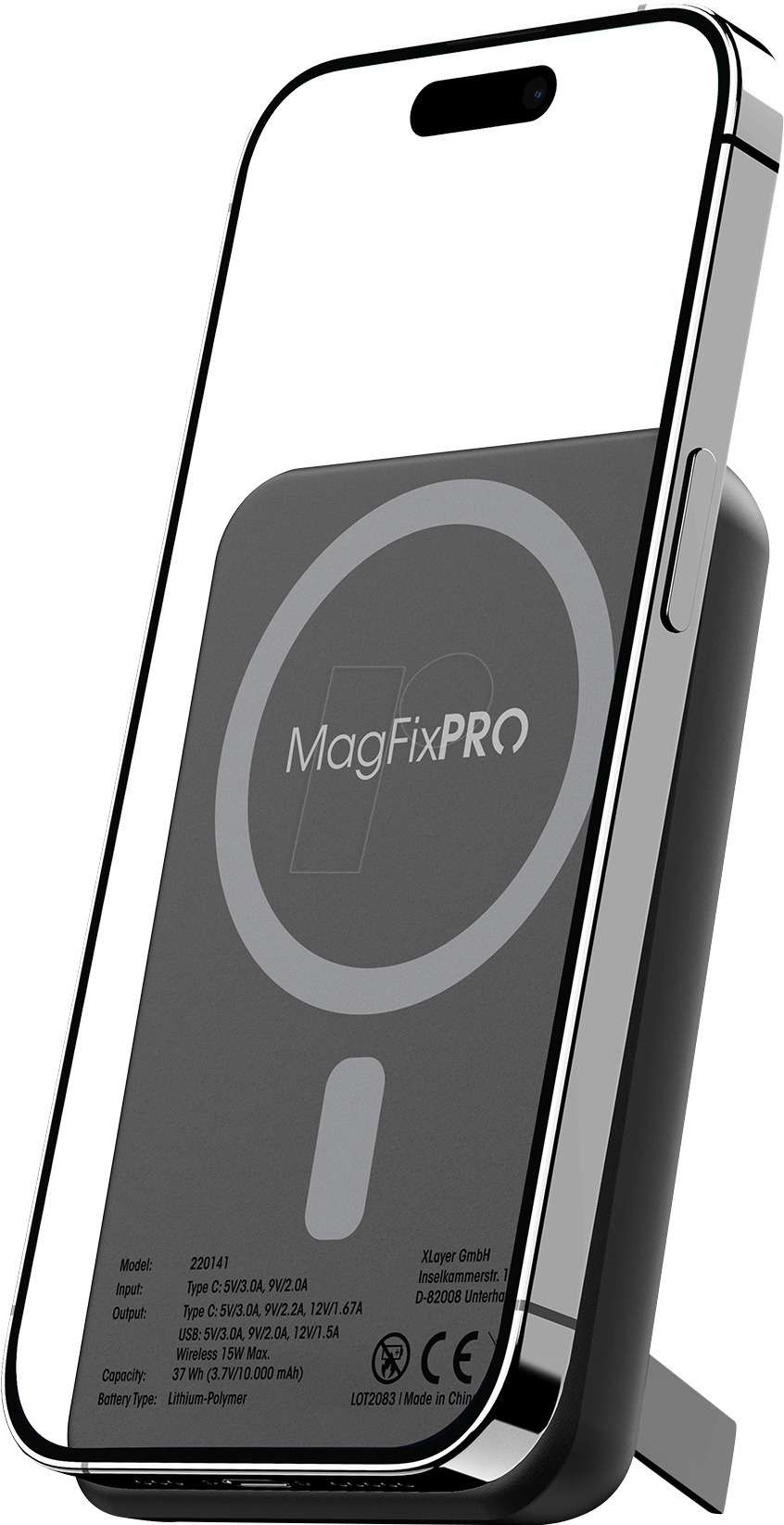 MagFix Pro 2-in-1 Powerbank 10.000 mAh, Schwarz