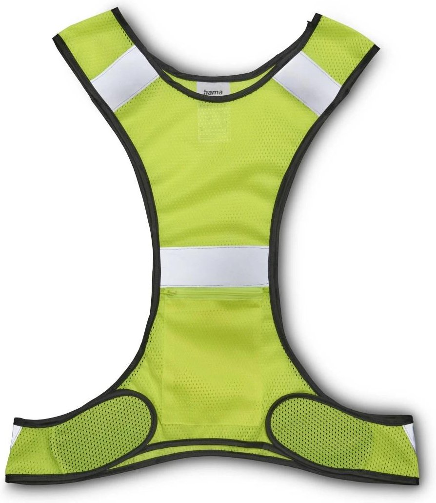 Reflektierende Laufweste f. Jogger, mit Tasche, größenverstellbar, Neongelb (00178143)