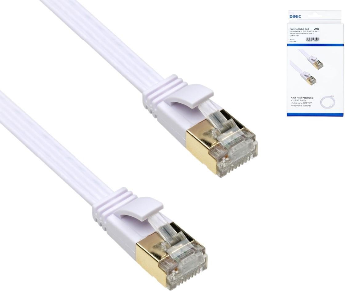 Patchkabel Cat.6, flach, PiMF/STP, 1m, weiß