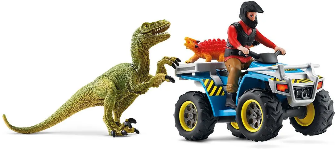 Flucht auf Quad vor Velociraptor Spielfiguren-Set