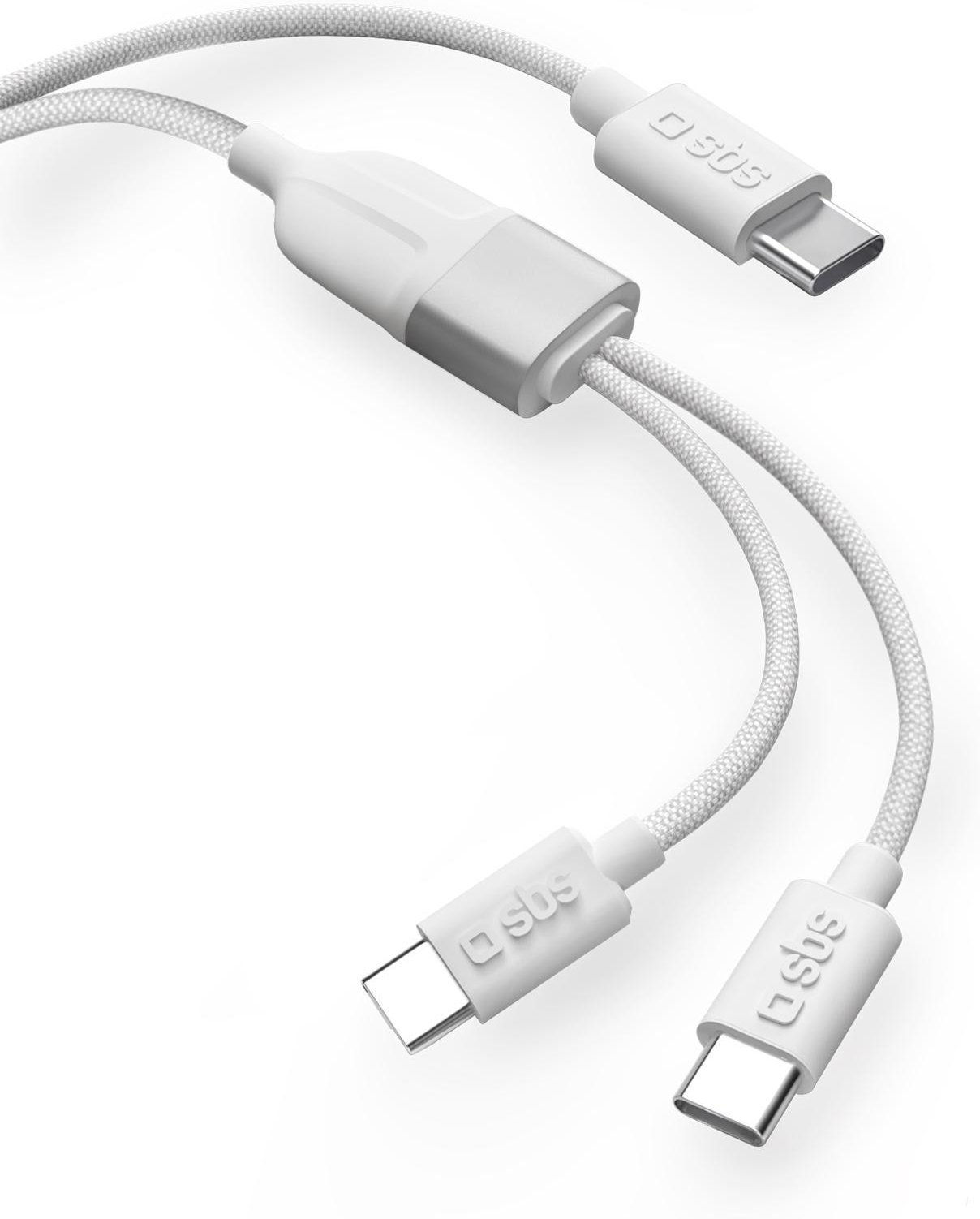 USB Typ-C Splitter mit dualem USB-C Ausgang 60W, Weiß