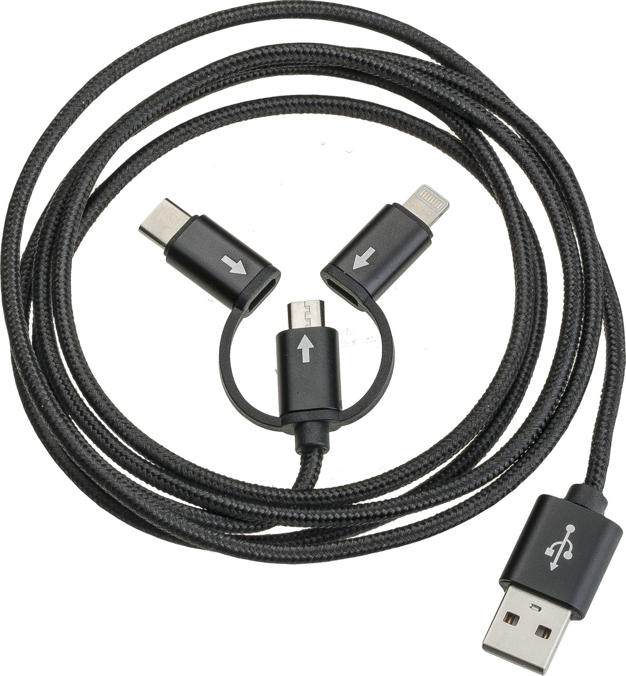 USB Data Cable ALL IN ONE Black mit Sync- und Ladefunktion