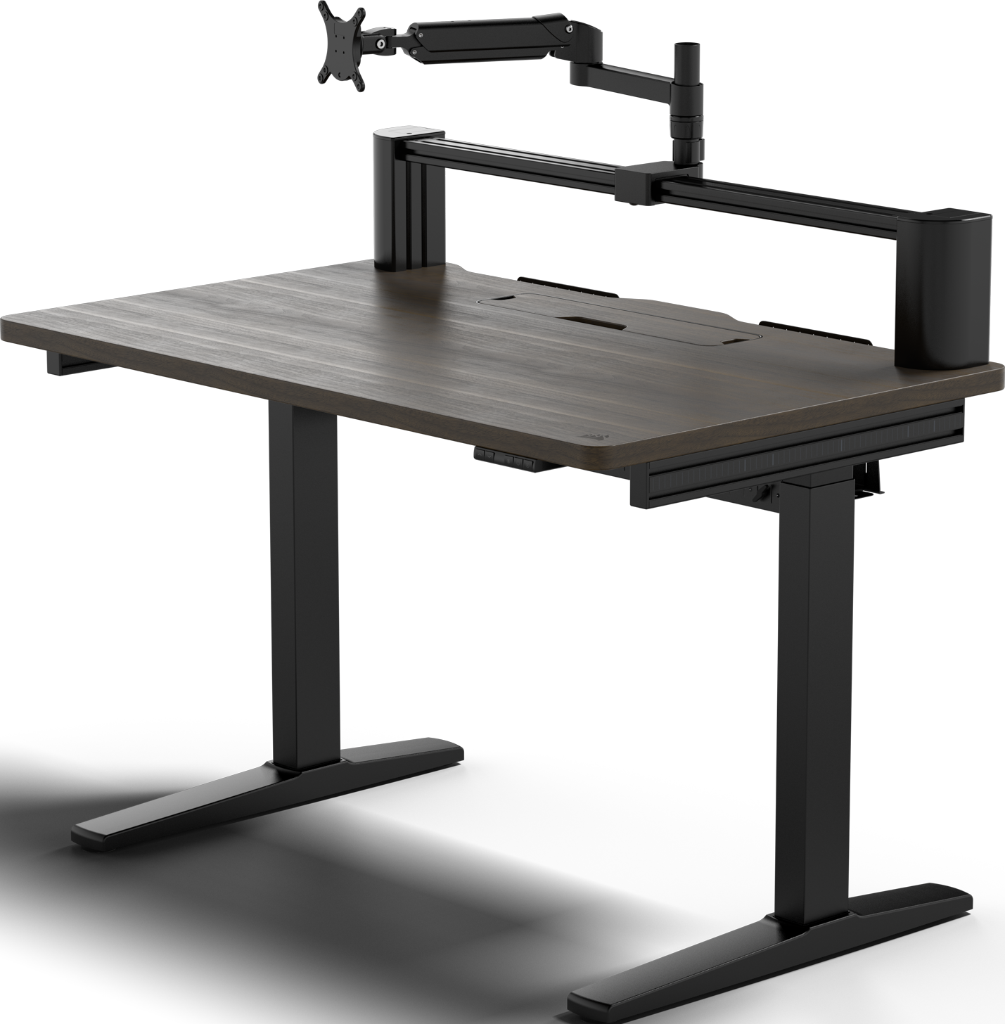 Platform:4 Elevate-Schreibtisch, Holz in dunkler Walnussbeizung