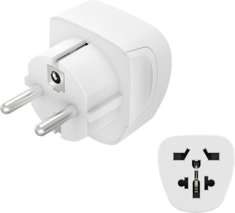 Reiseadapter Typ E und F, 3-polig, universal, Welt nach Europa, Weiß (00223456)